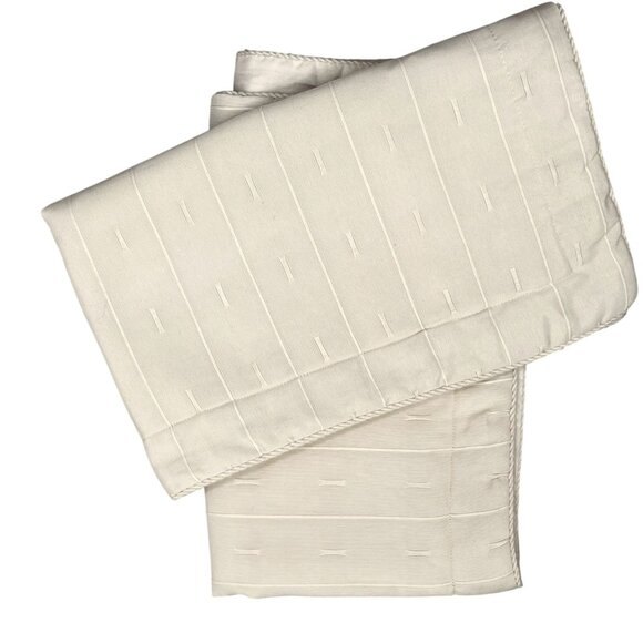 Pillow Shams 1 Pair King Size Cream Subtle Striped Pattern Corded Edge - Picture 2 of 8